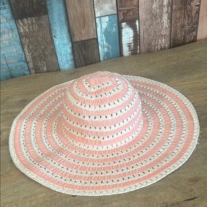 Chatties Peach and Beige Striped floppy paper  Hat